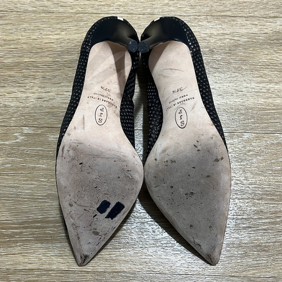 SJP by Sarah Jessica Parker Fishnet Fawn Pumps Shimmer Mesh Pointy Toe Heel 39.5 - Picture 12 of 14